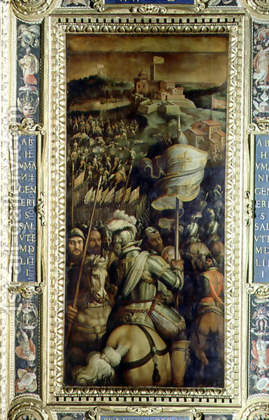 Джорджо Вазари - Взятие крепости Monastero с потолка Salone деи Cinquecento, 1565
