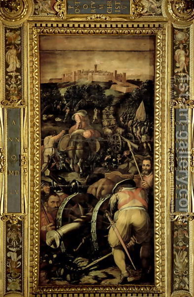 Джорджо Вазари - Захват Монтериджиони с потолка Salone деи Cinquecento, 1565
