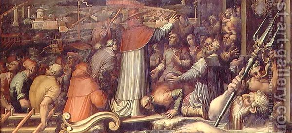 Джорджо Вазари - Папа Евгений IV, прибывающие в Ливорно с потолка Salone деи Cinquecento, 1565